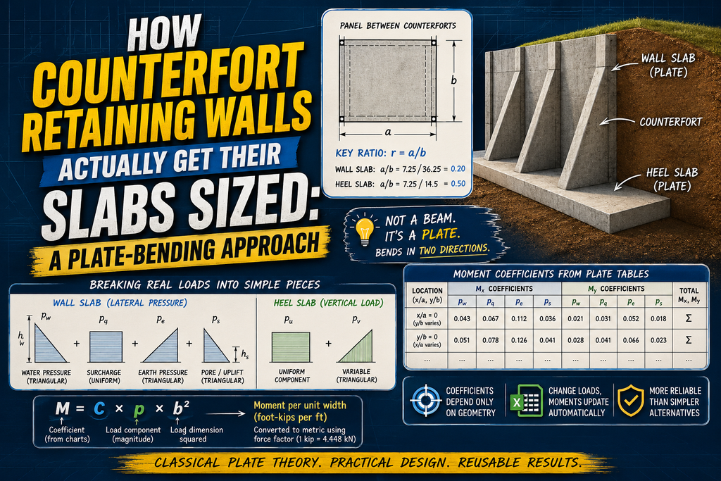 How Counterfort Retaining Walls Actually Get Their Slabs Sized: A Plate-Bending Approach 1 ounterfort Retaining Walls